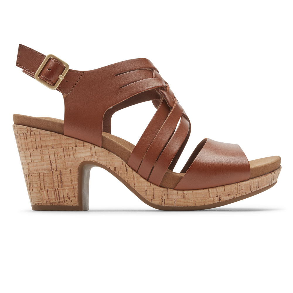 Sandalias Rockport Mujer Mexico - Vivianne Woven Slingback Marrom - ZYBJO1376